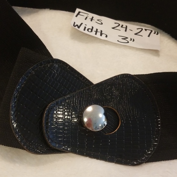 🔆🔅80s 90s Black Leather Retro Punk Goth Grunge Cinch Elastic Belt 24-27"🔆🔅 - Picture 5 of 13